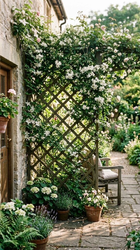 3. Install a Trellis With Climbing Plants
