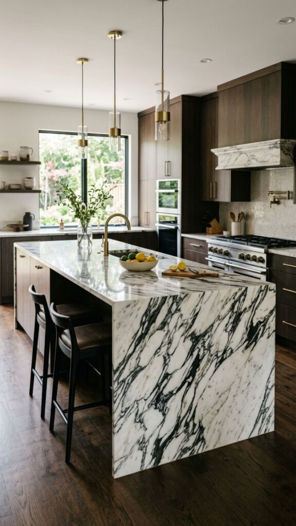 3. Marble Waterfall Edge