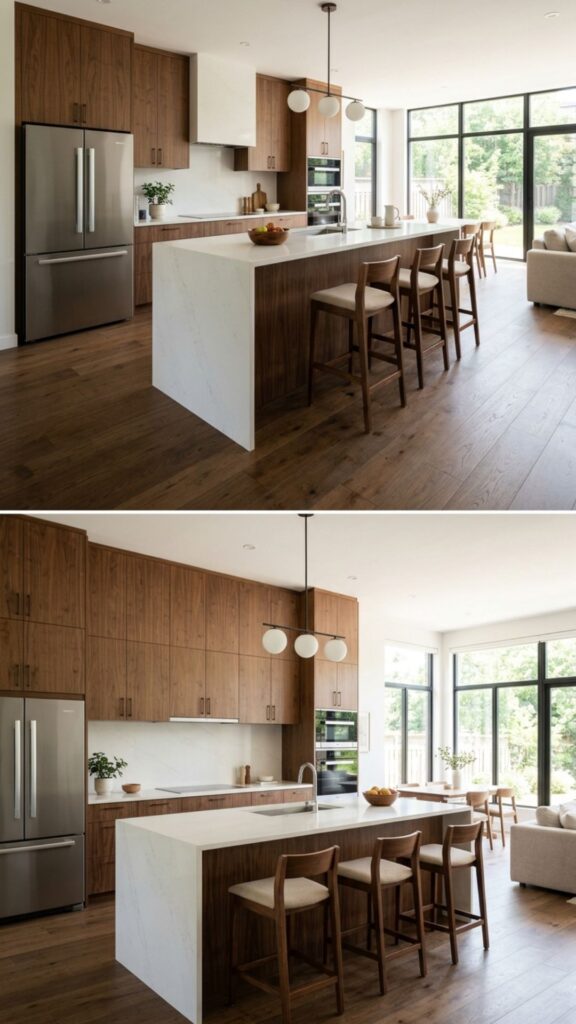 3. Match Your Island to Your Brown Cabinets