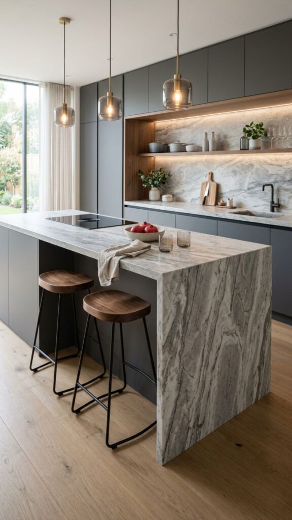 3. Natural Stone Waterfall Edge