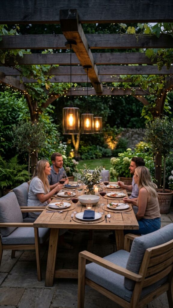 3. Pergola-Mounted Pendant Lights