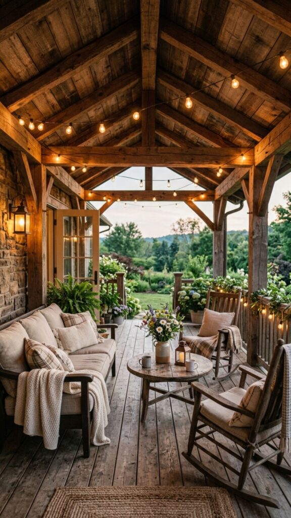 3. Rustic Timber Frame Covered Porch