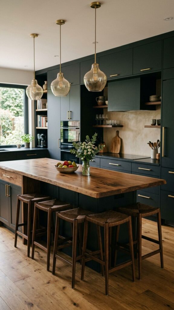 3. Warm Things Up with a Natural Wood Island