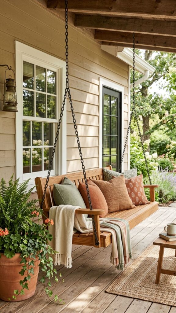 4. Hang a Statement Porch Swing