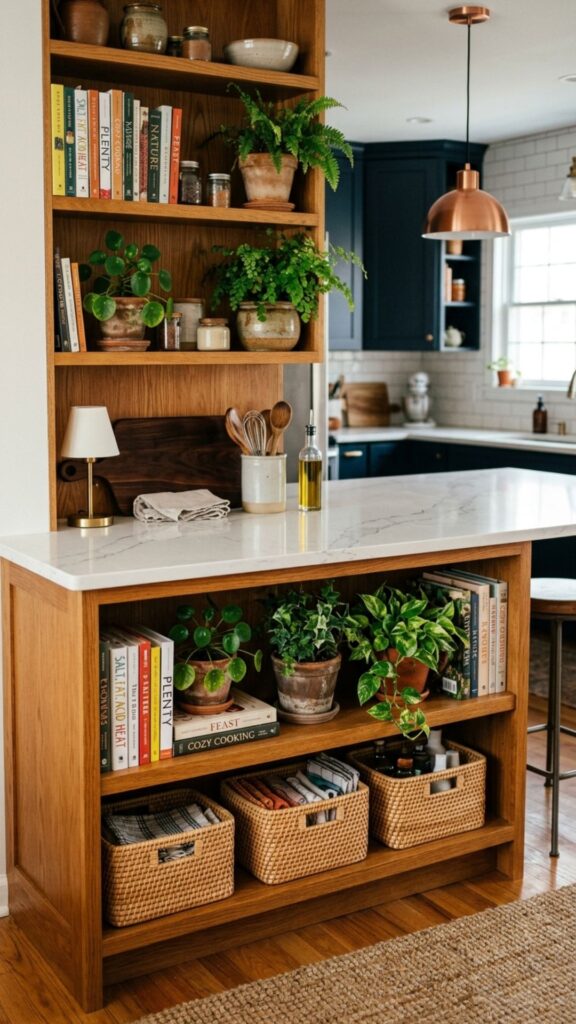 4. Island With a Built-In Bookshelf on the Wall Side