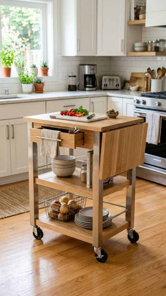 4. Kitchen Cart With a Drop-Leaf Extension