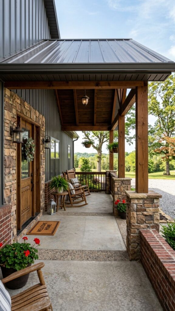 4. Natural Stone or Brick Accents