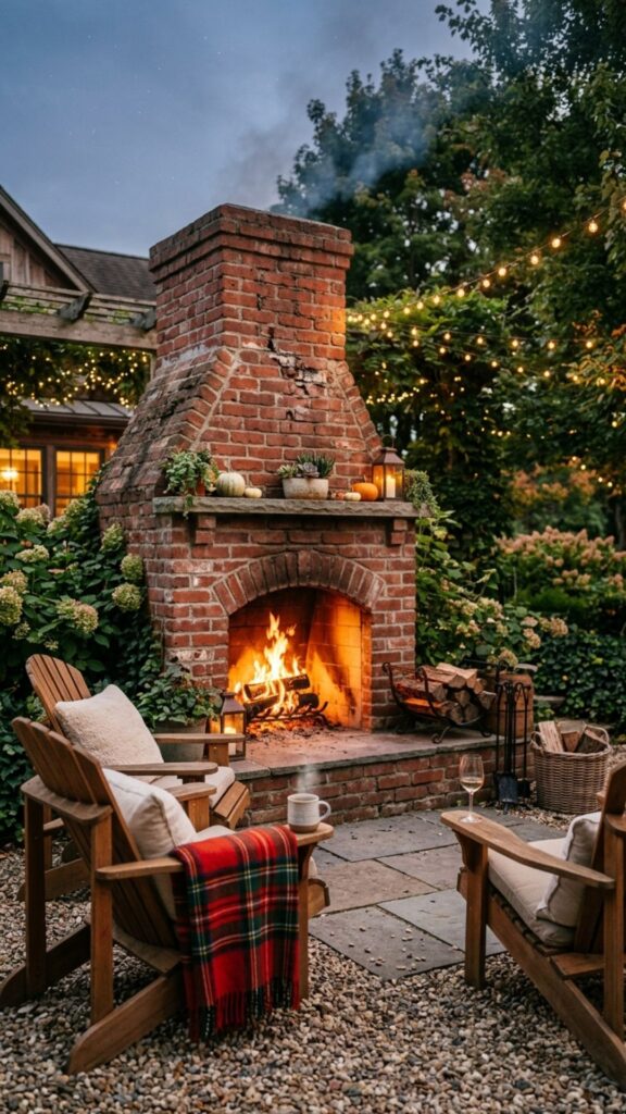 4. Rustic Brick Fireplace
