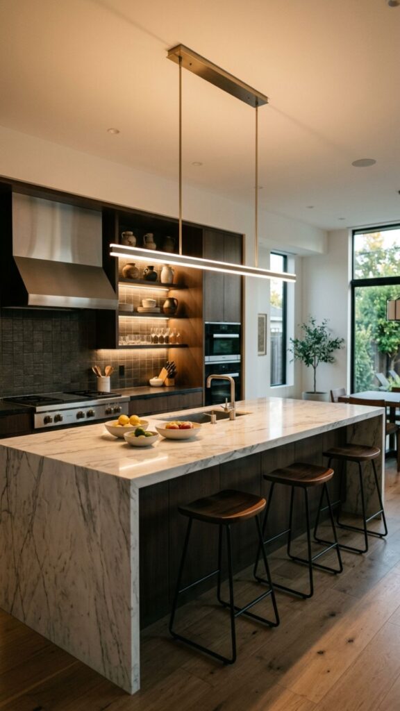 4. Sleek Linear Chandeliers