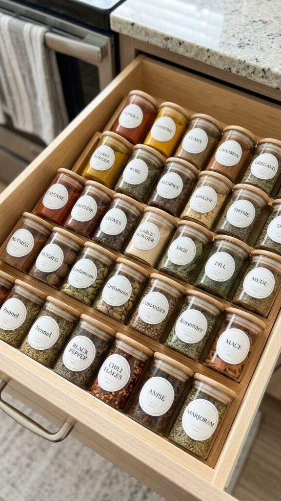 4. Spice Drawer with Tiered Inserts
