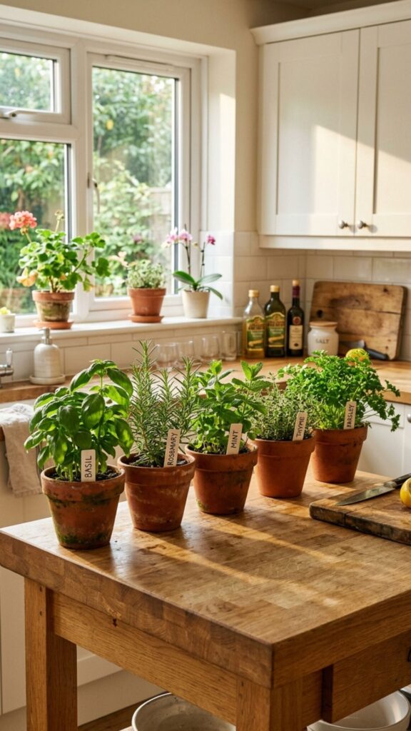 5. Bring in Greenery With Potted Herbs