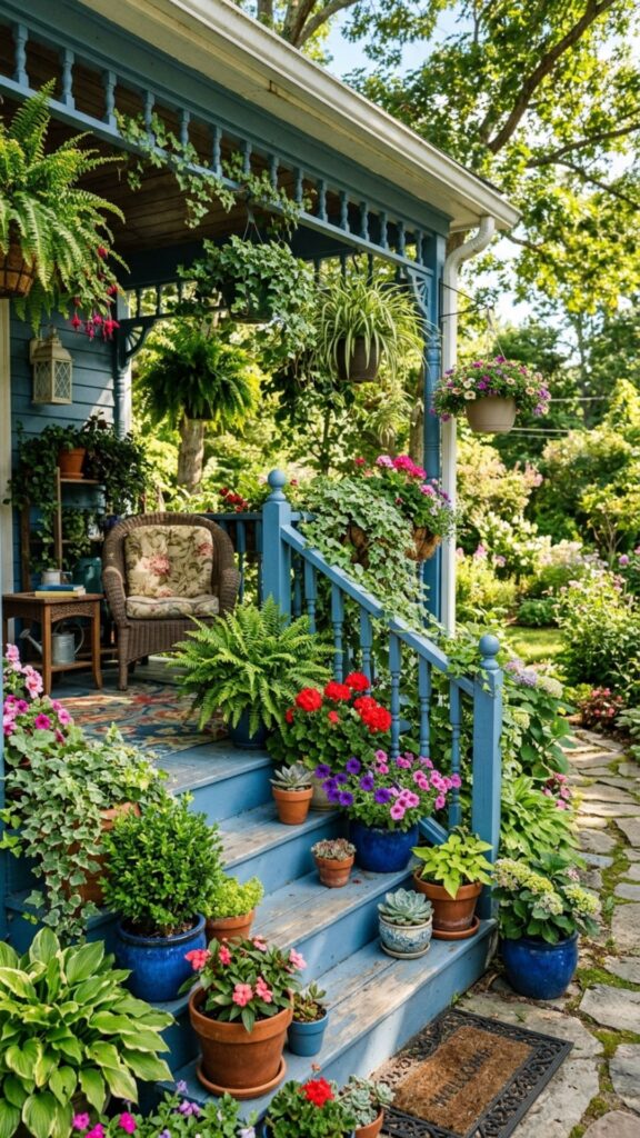 5. Layered Potted Plants and Greenery