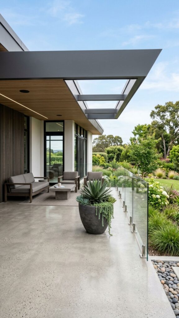 5. Modern Flat-Roof Porch