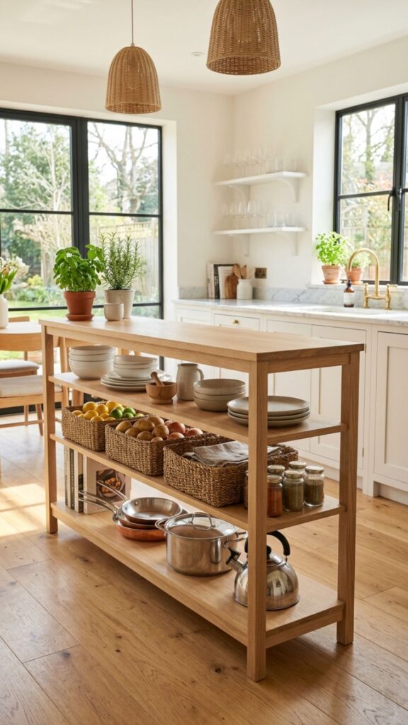 5. Open-Shelf Storage Island
