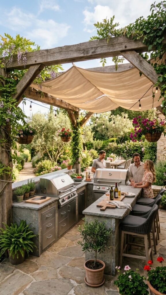 5. Outdoor Kitchen Under a Pergola