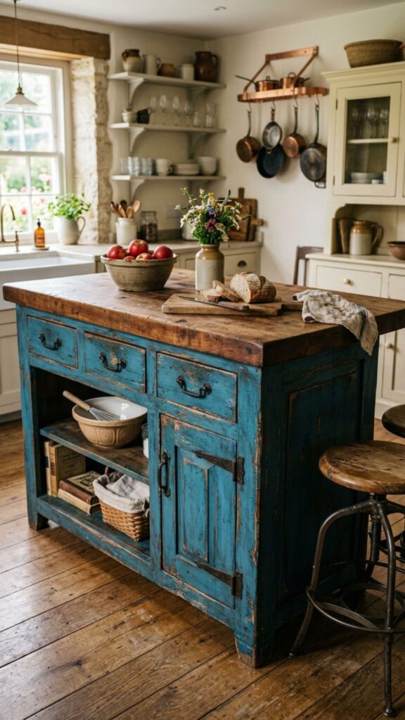 5. Rustic Distressed Blue Finish