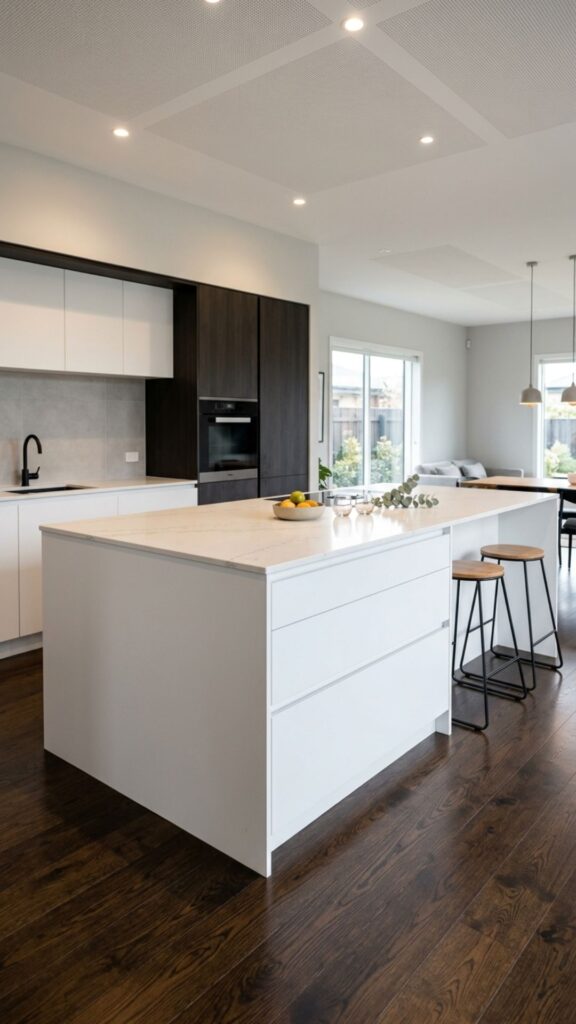 5. Sleek Handleless Modern Island