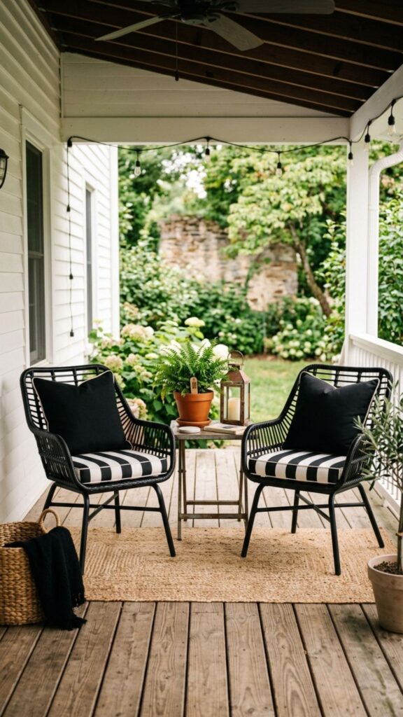 5. Style with Black and White Striped Cushions