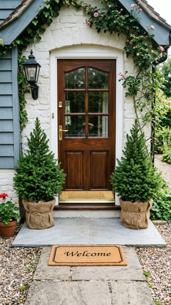 5. Use Evergreen Potted Trees