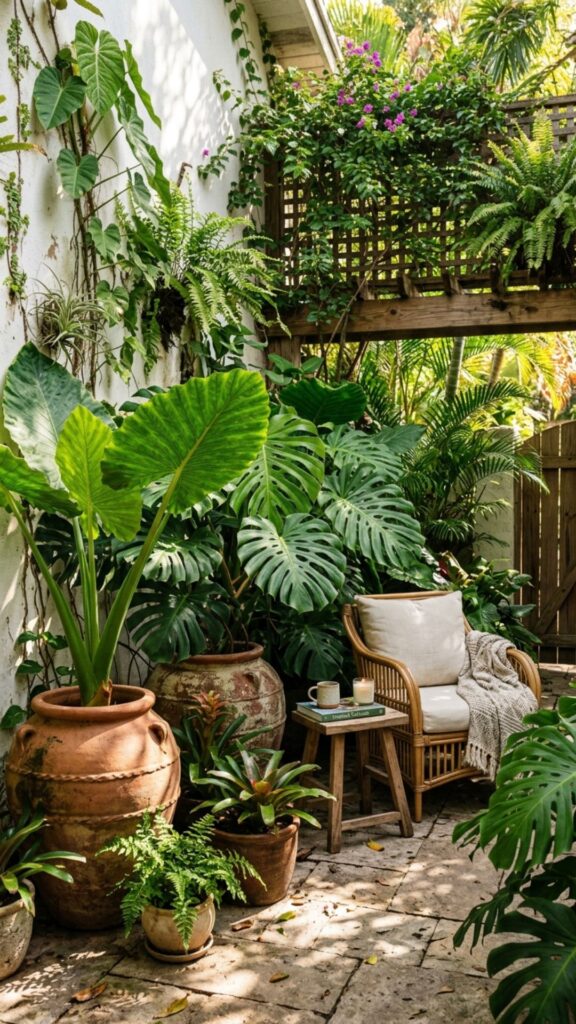 5. Use Large Leafy Plants in Containers