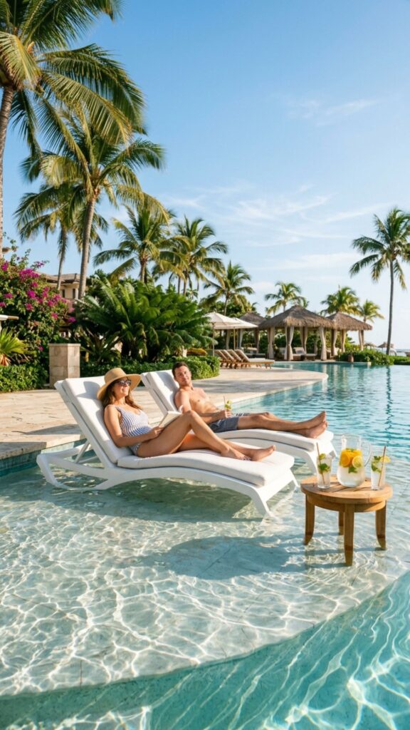 6. Add In-Water Loungers on a Tanning Ledge