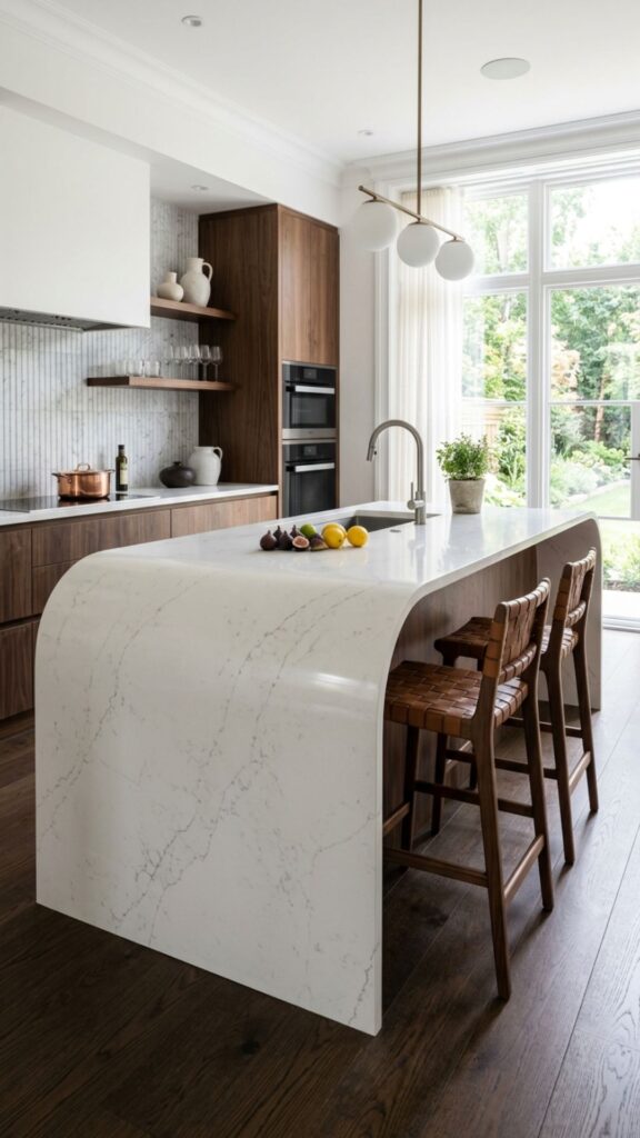 6. Add a Waterfall Edge With a Curved Twist