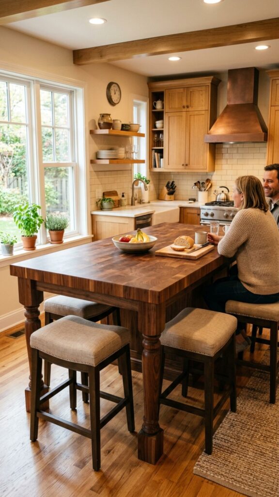 6. Butcher Block With Built-In Seating