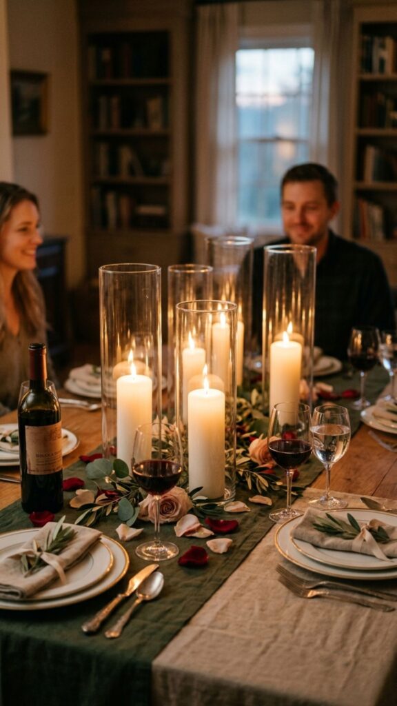 6. Candles in Hurricane Vases