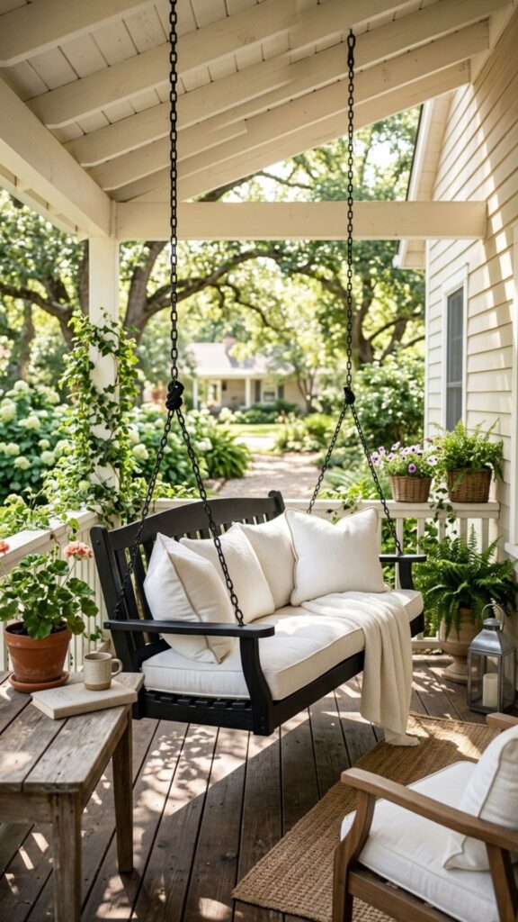 6. Choose a Black Porch Swing