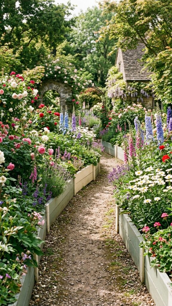 6. Cottage-Style Flower Beds