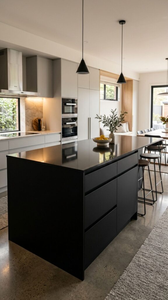 6. Handleless Flat-Front Island