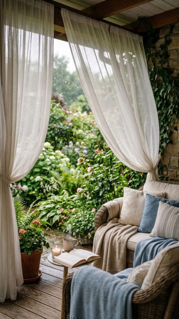6. Hang Outdoor Curtains for Wind Protection
