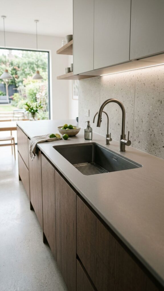 6. Integrate a Sunken Sink for Seamless Prep