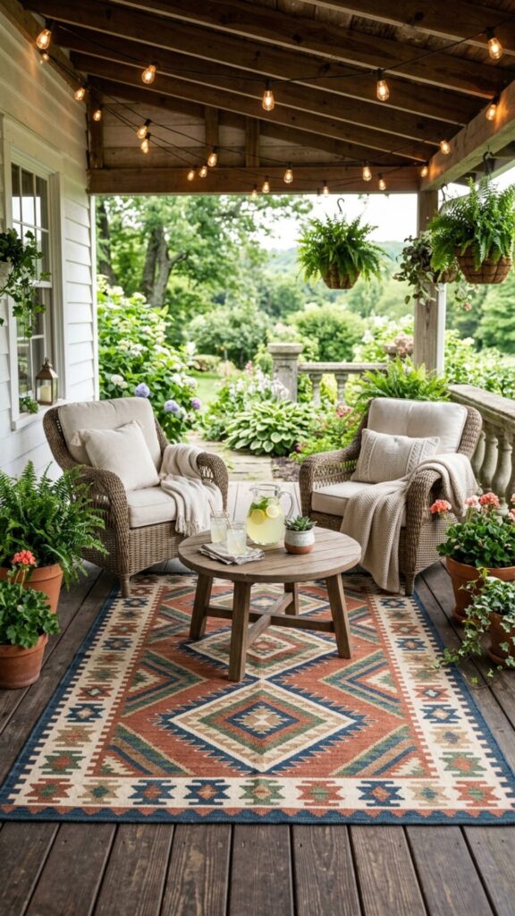 6. Lay Down an Outdoor Rug