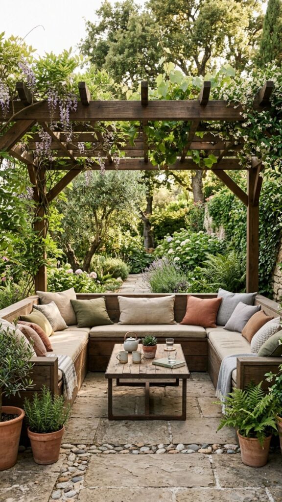 6. Pergola Perimeter Benches