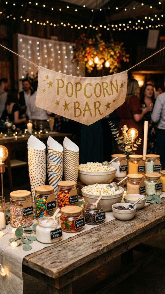 6. Set Up a Popcorn Bar Guests Can Serve