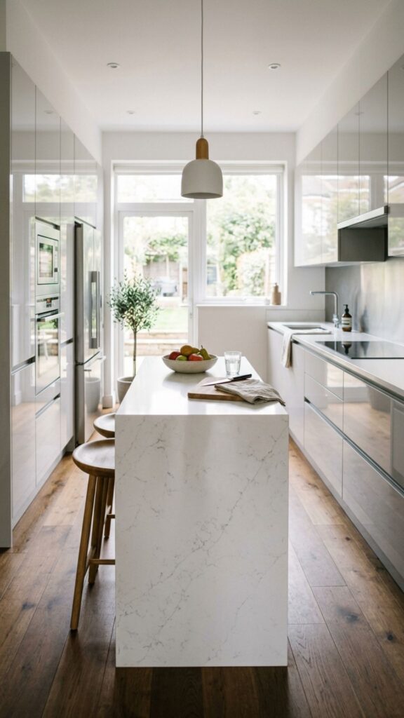 6. Waterfall Edge Island for a Modern Look
