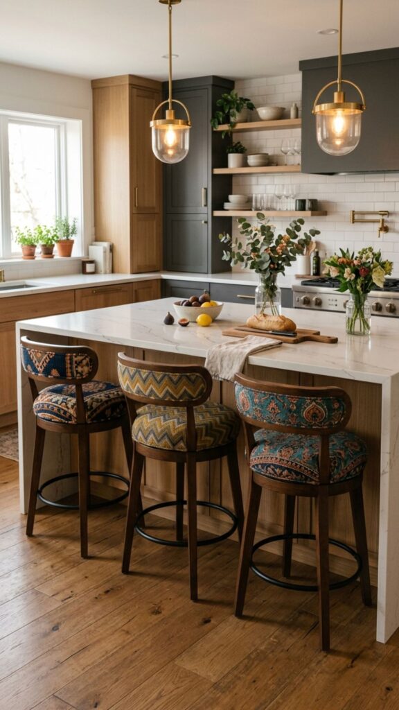 7. Add Comfortable Bar Stools With Character