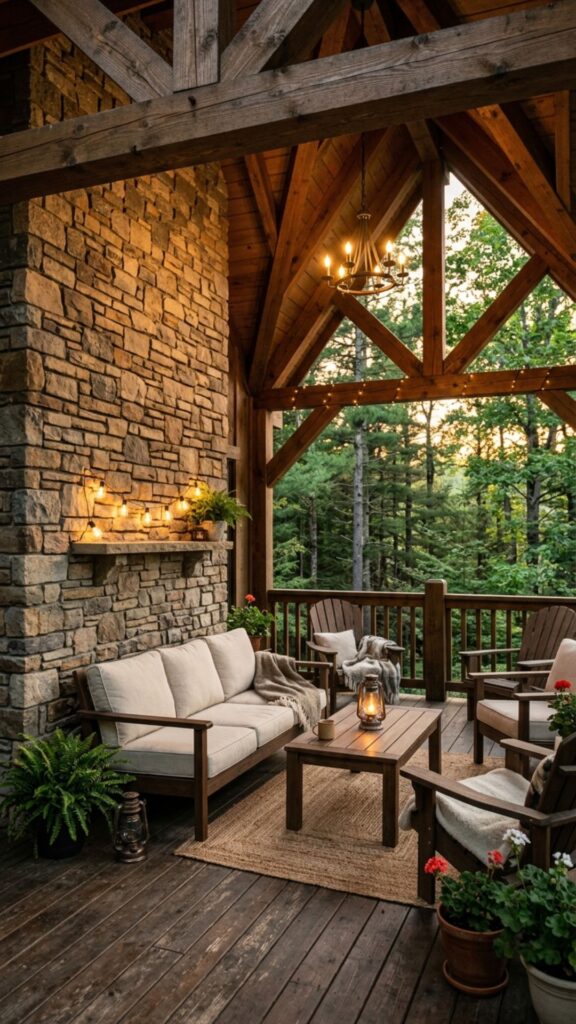 7. Add a Stone or Timber Accent Wall