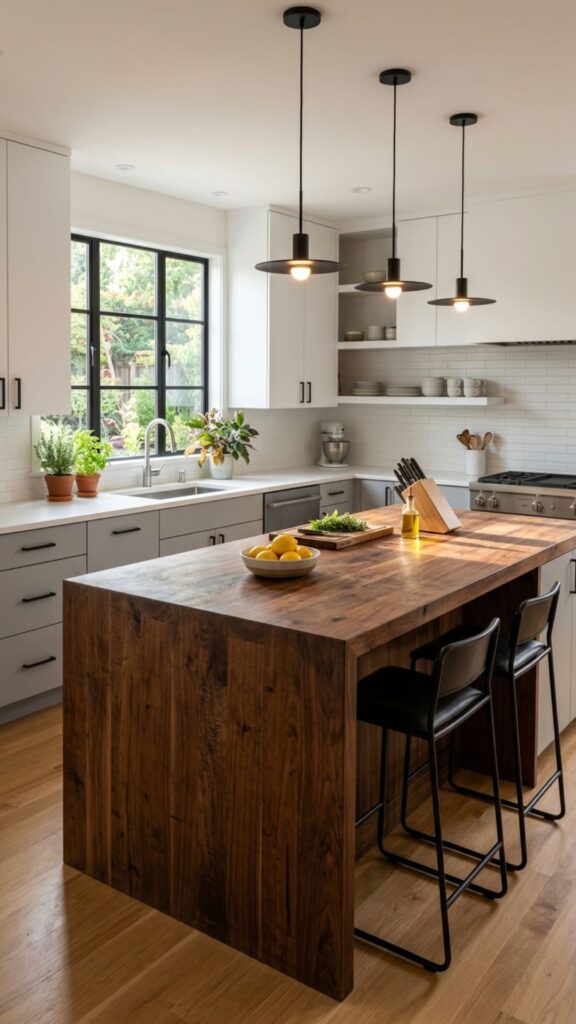 7. Butcher Block Islands for Warmth