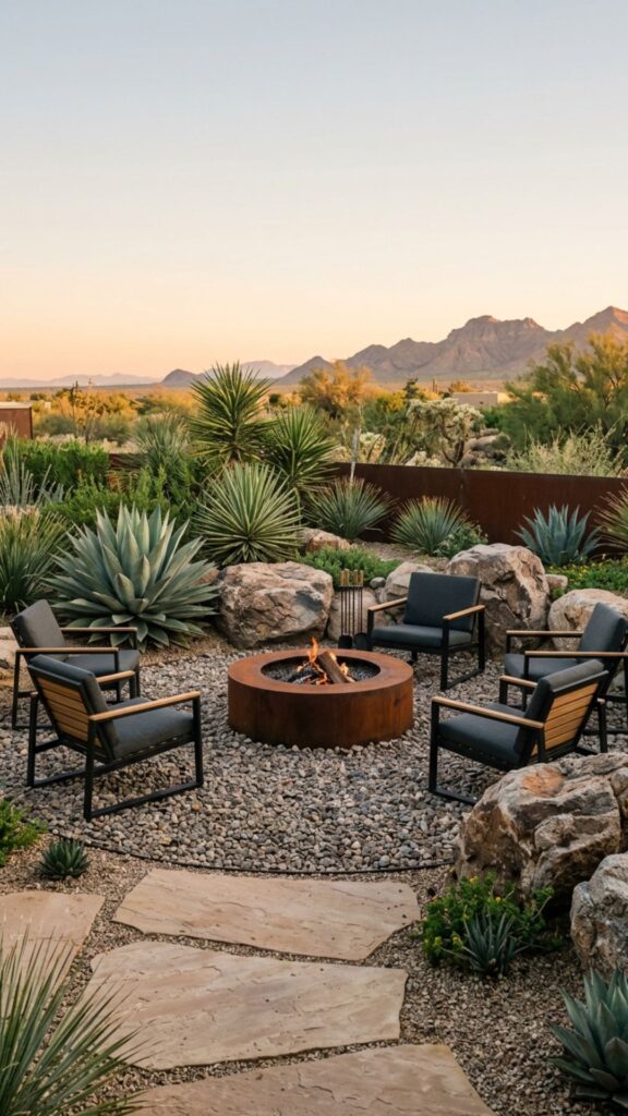 7. Desert-Inspired Xeriscape Fire Nook