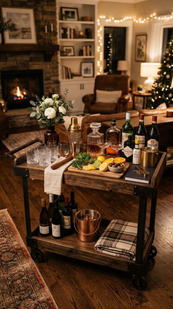 7. Design a Rustic Wooden Bar Cart