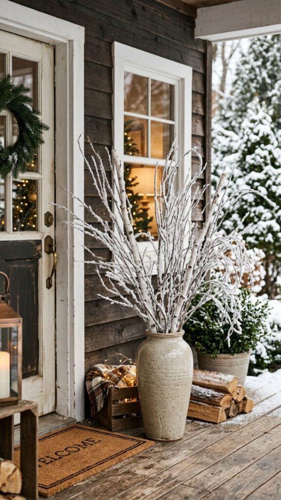 7. Display Faux Snow-Dusted Branches