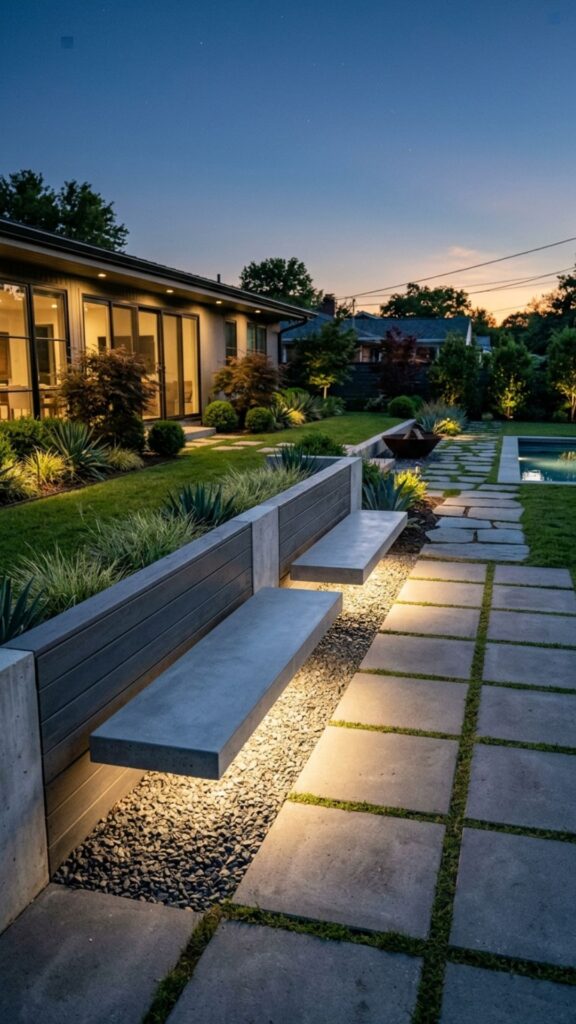 7. Floating Concrete Benches