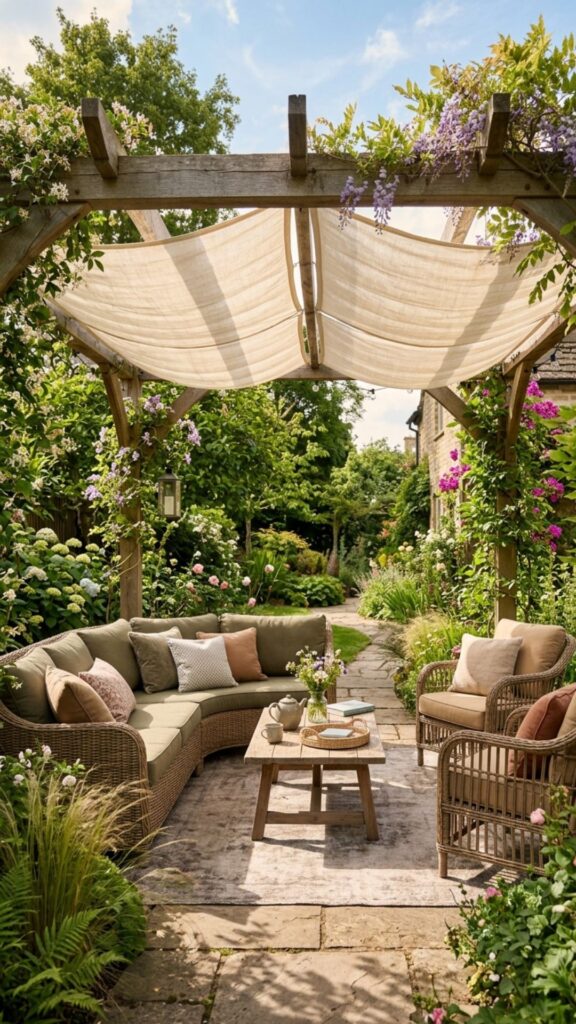 7. Pergola With Retractable Shade Canopy