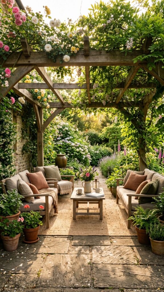 7. Pergola with Climbing Vines