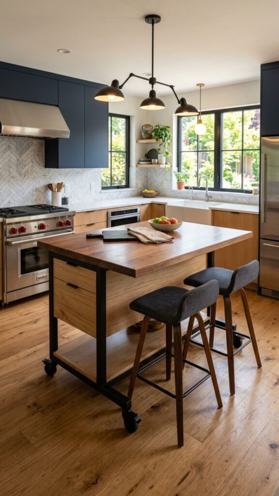 7. Rolling Island With Built-In Seating