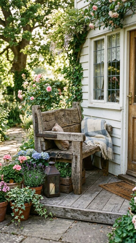 7. Rustic Reclaimed Wood Bench