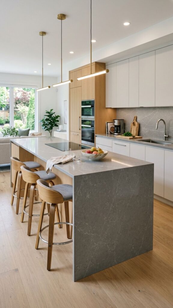 7. Waterfall Countertop Peninsula