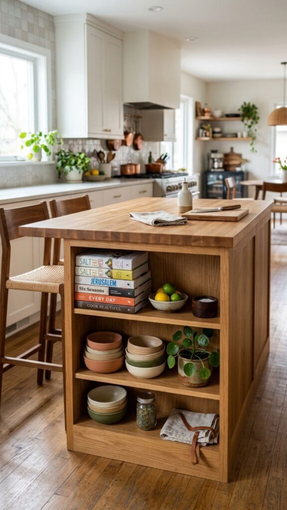 8. Add Open Shelving to Your Island